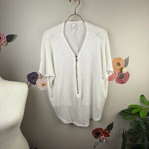 Jolie White Zipper Relaxed Fit Top - Size - Small
